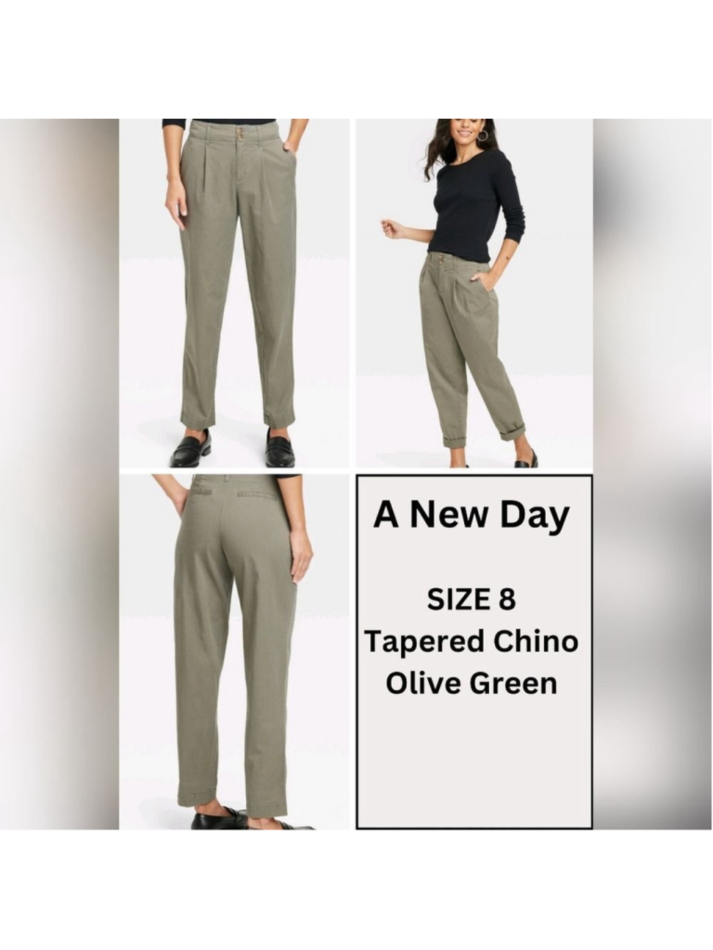 A New Day Chino Pants High Rise Tapered Size 8